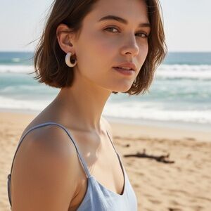 Lauren Conrad LC Gold & White Hoop Earrings – Chic Minimalist